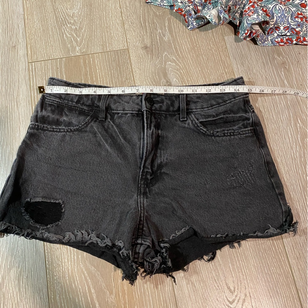 Black Wrangler Distressed Denim Shorts